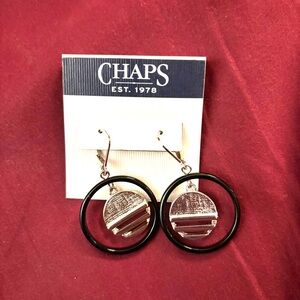 Chaps Black and Silver Dangle Earrings